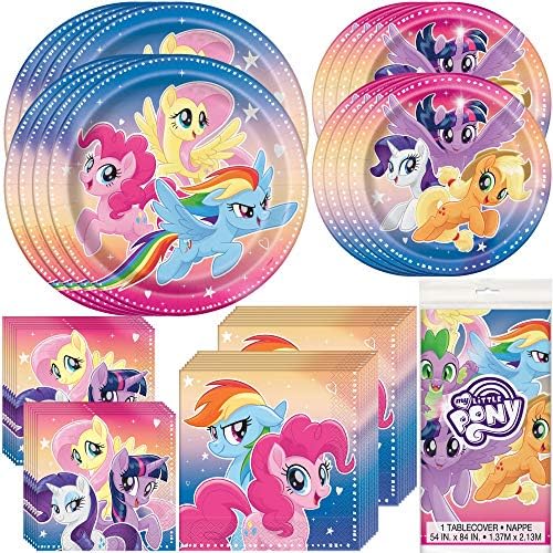 Único My Little Pony Pony Birthday Party Supplies and Decorations | Placas de papel para jantar e sobremesa, almoço