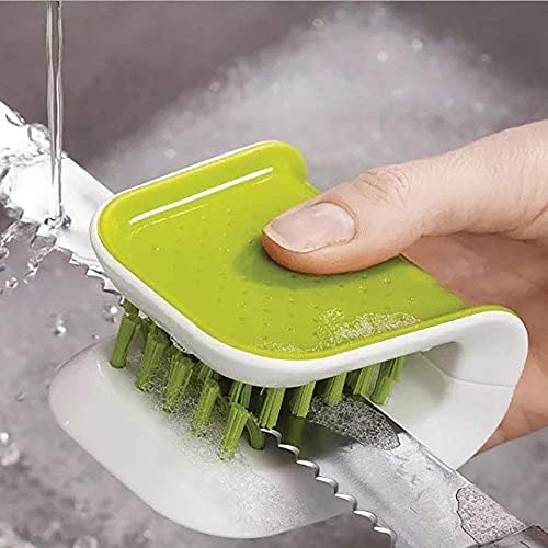 Escova de lâmina sem deslizamento, limpador de faca, limpador de talheres abdominais, lavagem verde de dupla face para bobinas