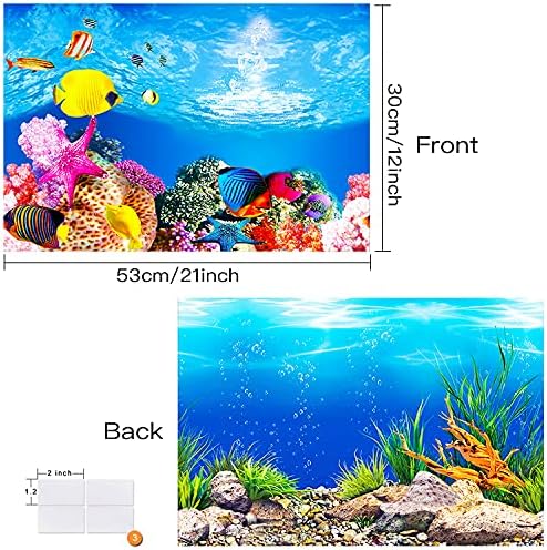 Fundo de aquário de LainRrew, 12 x 21 polegadas de peixe duplo tanque de peixes decorações de aquário Decalques de papel de papel de parede