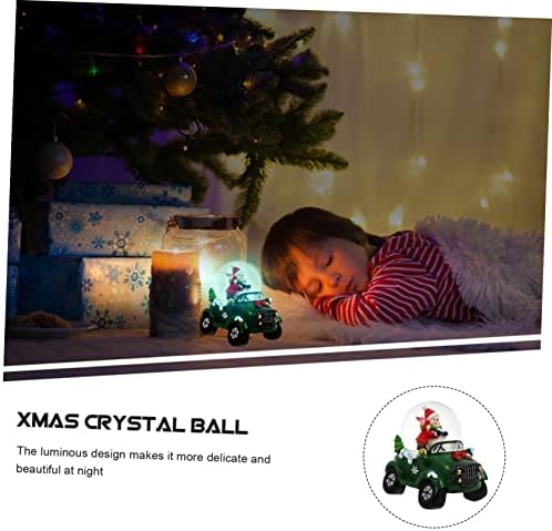 Besportble 1pc Crystal Ball Car Santa Snow Globe Decoração de Natal Craft Globos de neve de inverno Toy Tow