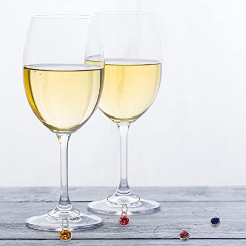 Marcadores de identificadores de vidro de vinho de 36 peças, diamantes, marcadores de vidro de vinho coloridos Charms Identificador
