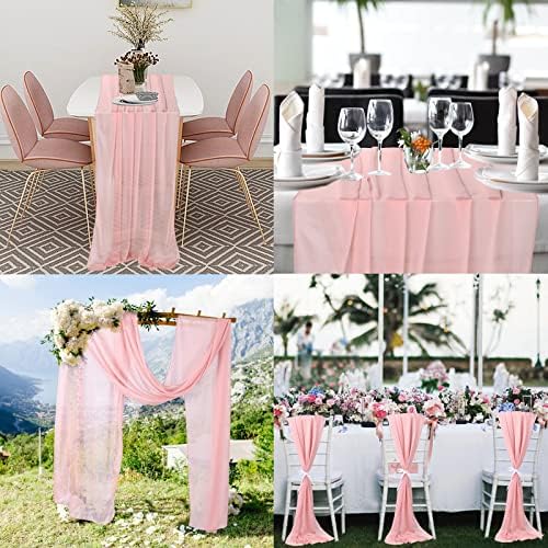 Corredor de mesa rosa, corredor de mesa de chiffon de 10 pés, 30x120 polegadas de gaze romântica Mesa de gaze Runner para