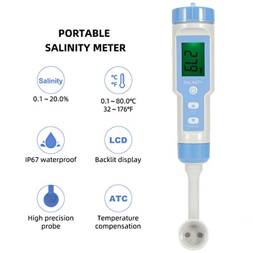 IP67 PH Medidor de pH Medidor de salinidade do metro d'água Testador de salinidade ou alimento Concentração de precisão de salto de