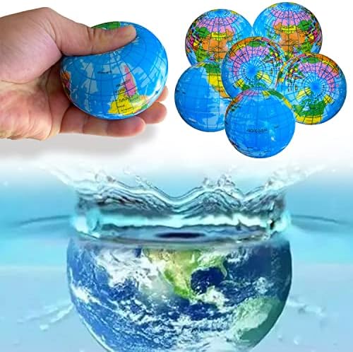 Globe Squeeze Balls, Bolas de alívio de estresse de 2,5 polegadas da terra, brinquedos de estresse de espuma macia