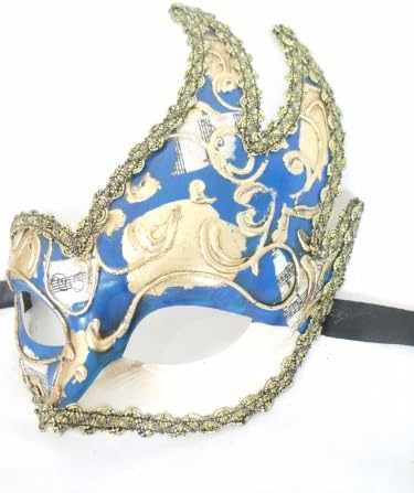 Blue Gold Colombina Onda Beethoven Venezian Masquerade Máscara