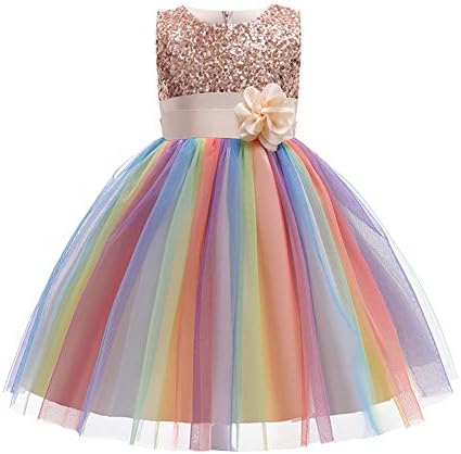 Flor Girls Lantejas de arco -íris Tutu Dress for Kids Baby Wedding Wedding Damas de dama