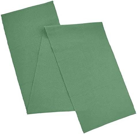 Corrente de mesa com nervuras com algodão - pacote de 1 a 13 x 72 polegadas - verde - jantar ou mesa de cozinha