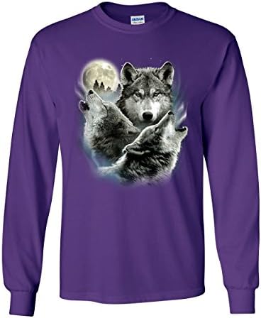 Camiseta de lobo uivante de lobo comprido camiseta selvagem selvagem animais natureza lua tee