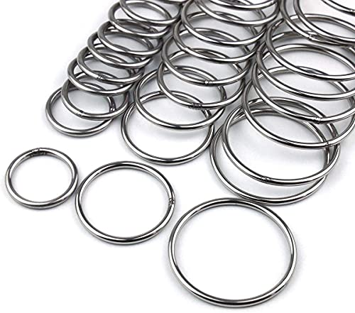 30 peças aço inoxidável de alta resistência redonda o anel de 3 mm de espessura, para sacos de hardware anel de mão DIY Acessórios, 30 mm, 40 mm, 50 mm, cada um dos 10
