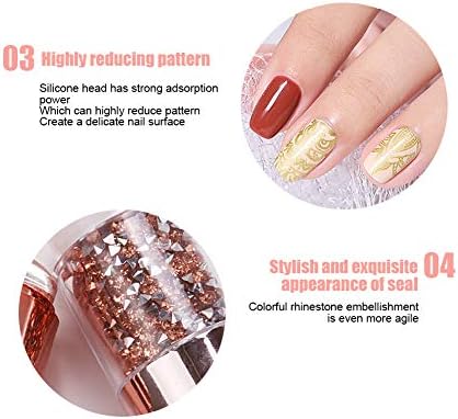 Uxsiya unhas de cabeça dupla selos de impressão de impressão de manicure kit de carimbos de silicone para amantes da arte para unhas