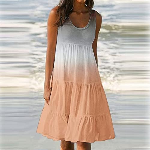 Vestido Fragarn Plus Size for Women Sexy, vestido de praia sem mangas de verão feminino o vestido de pescoço midi casual