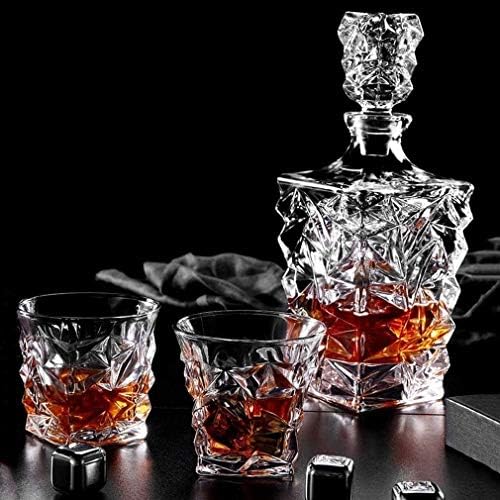 Whisky Decanter Whisky Decanter e óculos Conjunto de 4 óculos sofisticados para uísque, uísque, bourbon, rum em um decantador de uísque
