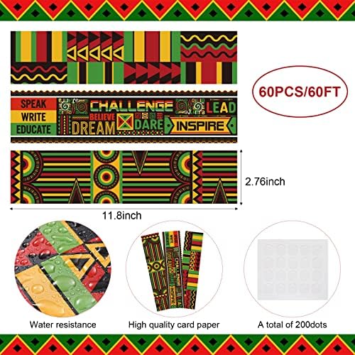 59 pés Black History Month Bulletin Board Kente faz fronteira com as decorações da sala de aula do Kente African que