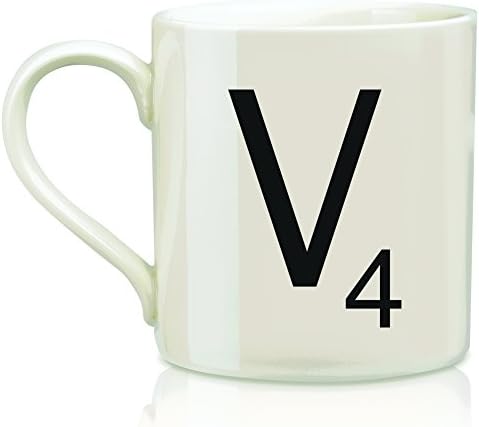 Letra de cerâmica vintage scrabble v caneca de café