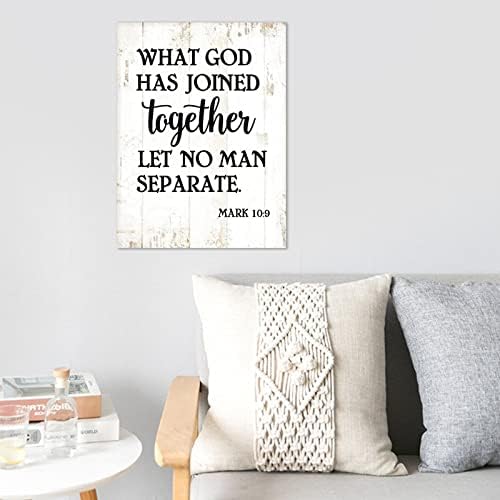 Placa de madeira Modern Farmhouse Wall Home Decor Bíblia Versículo O que Deus se juntou a ninguém, não se separe placa