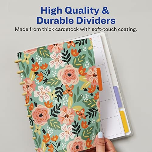 Avery Planner Divishers for Happy Planner 9-Disc Planners de tamanho clássico, Conjunto de 4 da TAB, Into the Garden Floral Design,