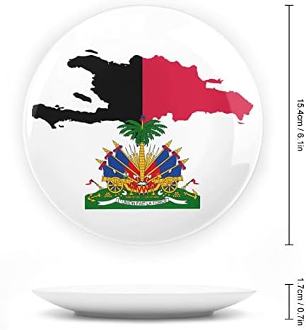 Mapa de bandeira do osso impressa no Haiti China Decorativa Placas redondas Artesanato com exibição Stand for Home Office Wall
