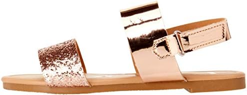 Sandália de meninas Bebe - duas sandálias de glitter de couro de patente de patente