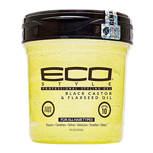 Eco Style Black Castor e Gely Syling Gel - Ajuda a nutrir e reparar cabelos danificados - promove o couro cabeludo saudável -