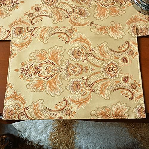 Nysmxf Gold Placemats para mesa de jantar Conjunto de 4 Table Runner Luxury grossa Damask de Natal de férias de Natal de