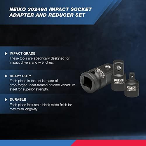 Sunex 3646, 3/8 de polegada Drive de baixo perfil Impacto HEX Driver Conjunto, 16 peças e Adaptador de Impacto de NEIKO 30249A e Reducer Conjunto | 5 peças | Tamanhos de adaptador de soquete SAE padrão, 1/4, 3/8, 1/2