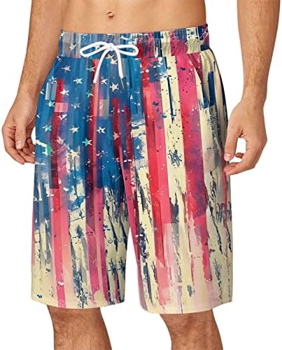 BMISEGM SUMPLE MENS SIDO TRONGS MENS Mens Summer Independence Day Plus Size calça Pocket Pocketstring Logo Casual