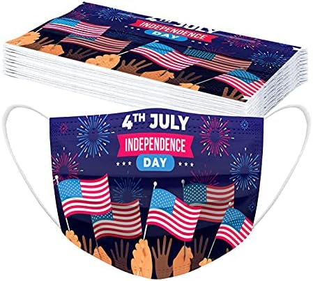 Jtckarpu 50pack American Flag Mask for Women Holiday Women Disponível American Independence Day Anti-Dust 4 de julho