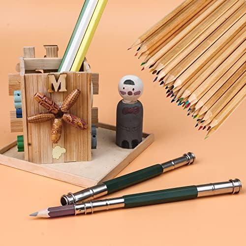Logyues Kit de lápis de ponta dupla Kit de plástico e metal de madeira Lápis de lápis Pacote de 53