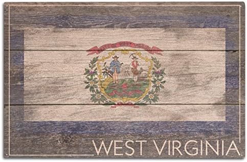 Signo da parede de madeira da bandeira do estado da Virgínia Ocidental Rússica