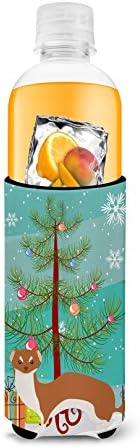 Tesouros de Caroline BB9237MUK Weasel Christmas Ultra Hugger para latas finas, azul -petróleo, lata de manga mais fria Machine lavável para bebida Lavagem de manga de abraço de bebedora de isolamento de isolamento