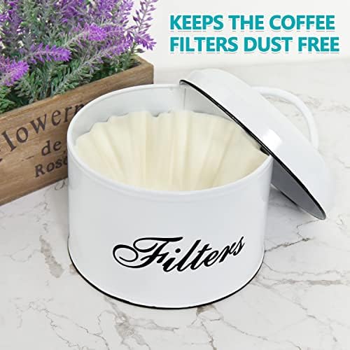 Porta de filtro de café de cesta de vumdua, recipiente de filtro de café de filtro de café branco de estilo rústico - recipiente de
