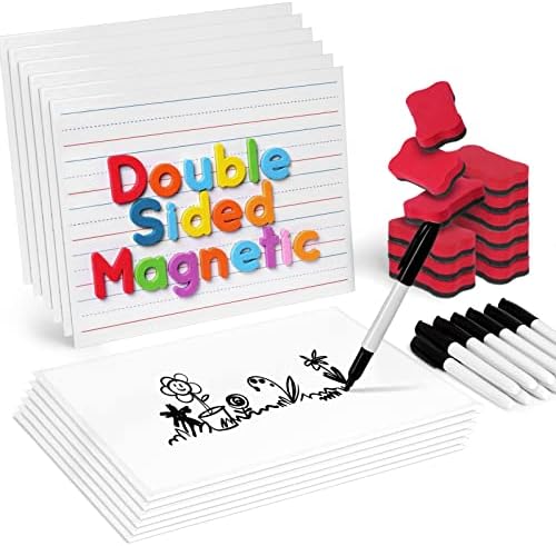 Gamenote Magnetic Small White Board Set - Magnet de dupla face Atraição a seco Disparado Placas de laps 9x12 quadro branco