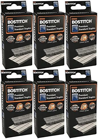 Stanley Bostitch Premium Standard Staples, 1/4 , aço de alto carbono, ponto de cinzel, pacote de valores em massa de 30.000