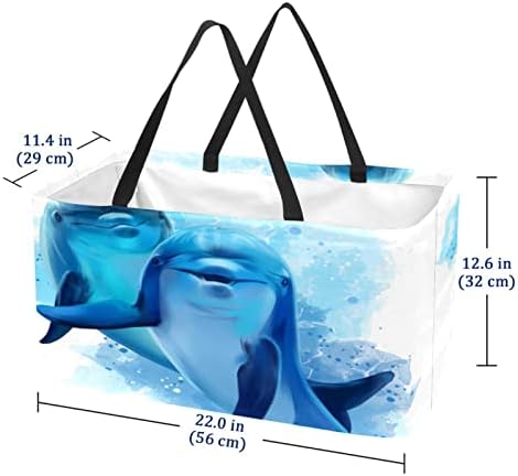 Reutilizável cesta de compras cuet golfinhos portáteis de piqueniques de piquenique para piqueniques de piquenique