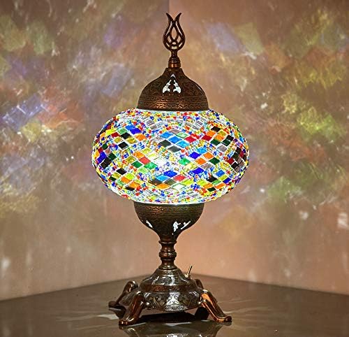 Novo Bósforo, deslumbrante artesanal com a luz da mesa de cabeceira de mesa de mesa de vidro da mesa de vidro, com base de bronze com base de bronze com base