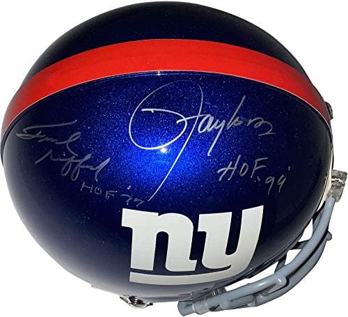 Lawrence Taylor e Frank Gifford assinaram Giants Proline Helmet Tristar - Capacetes NFL autografados