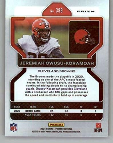 2021 Panini Prizm Prizm Red Ice #389 Jeremiah Owusu-Koramoah RC Rookie Cleveland Browns NFL Futebol Card