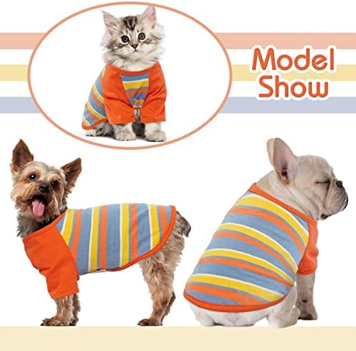 Dentrun 2 Pack Stripe Dog camisetas para pequenos modos de cachorro de cachorro de cachorro