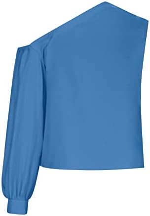 Mulheres Top 2023 Roupas confortáveis ​​macias y2k um ombro de manga comprida camisa superior básica para senhoras verão