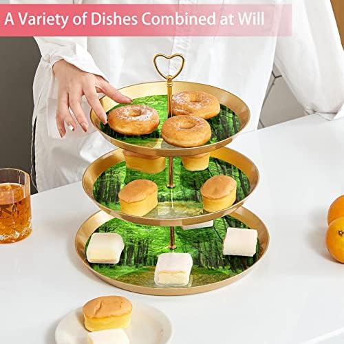 Suporte de bolo tfcocft, conjunto de exibição de mesa de sobremesa, placa de exibição de sobremesa de frutas, padrão de planta