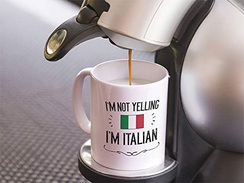 Canecas de café italiano engraçado Casitika. 14 Oz Itália bandeira caneca de viagem. Não estou gritando, sou italiano.