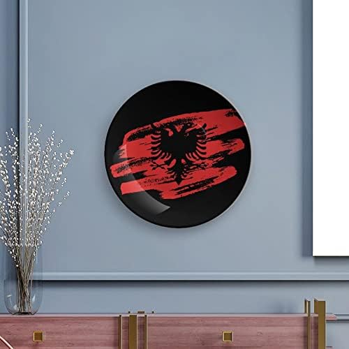 Vinage Bandeira Albânia Função China China Decorativa Placas de Cerâmica Redonda Artesanal Com exibição Stand para decoração de parede de escritório em casa