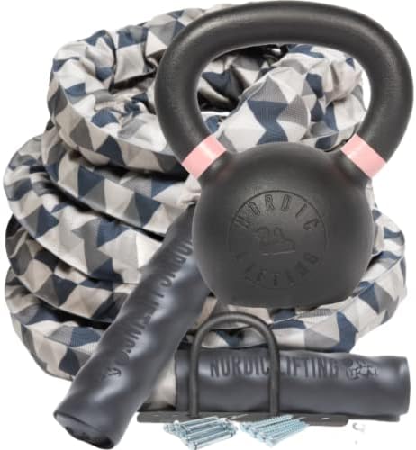 Corda de batalha 1,5 em pacote x 40 pés com kettlebell 18lb