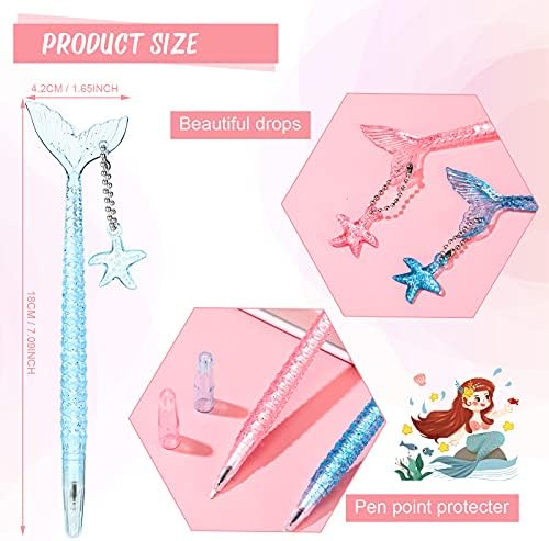 24 peças Mermaid Tail gel Canetas de tinta para canetas esferográficas de peixe de sereia infantil para suprimentos