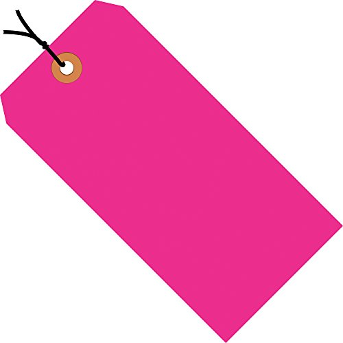 Tags de remessa Aviditi, 5 3/4 x 2 7/8, 13 pt, rosa fluorescente, com ilhas reforçadas, para identificar ou endereçar itens que não podem ser rotulados e para remessas de código colorido, caso de 1000