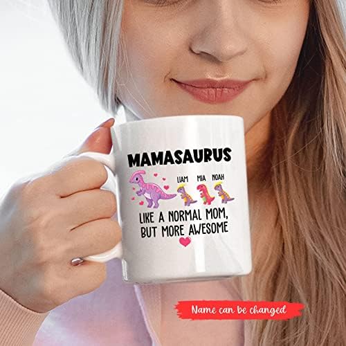 Mamasaurus com 3 filhotes caneca, copos mamasaurus, canecas de café engraçadas para mamãe, presente de caneca para mamãe,