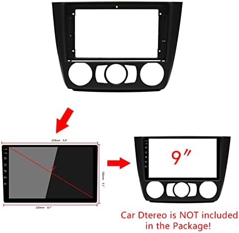 Painel de rádio de carro de 9 polegadas para BMW 1 série E88 E82 E81 E87 08-12 Manual de quadro estéreo
