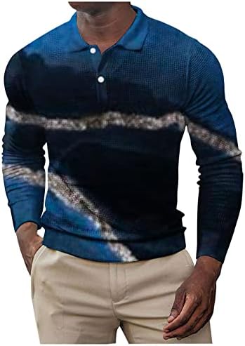 Camiseta para mangas compridas masculinas tops de lapela moda de moda pullover de outono camisetas camisetas sweartshirt