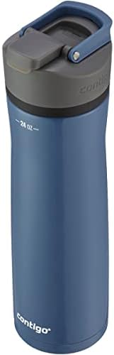 Contigo Cortland Chill 2.0 Botão de água isolada de aço inoxidável, 24oz - tampa automática de derramamento automático GRANDE PARA ON GO - Mantenha as bebidas quentes/frias - se encaixa na maioria dos suportes de copo - inclui alça de transporte