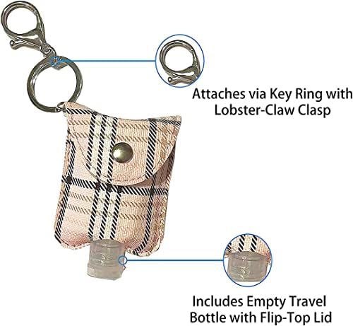 Caixa de garrafa de tamanho de deslocamento, bolsa do porta -voz do desinfetante para as mãos - Mini -cintura portátil para armazenamento líquido - clipe no loop de correia, mochila e bolsa - inclui tampa vazia 2 oz. Garrafa reutilizável